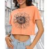 imageWomens Summer Crop Tops Short Sleeve Round Neck TShirts Loose Fit Casual BlouseOrange Sunflower