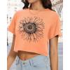 imageWomens Summer Crop Tops Short Sleeve Round Neck TShirts Loose Fit Casual BlouseOrange Sunflower