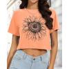 imageWomens Summer Crop Tops Short Sleeve Round Neck TShirts Loose Fit Casual BlouseOrange Sunflower
