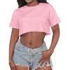 imageCrop Tops for Women Casual Short Sleeve T Shirts Summer Basic Top Crew Neck Oversized Cropped TeesPink