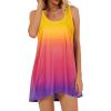 imageCHICGAL Beach Cover Ups for Women Summer Casual Sleeveless Tank Dresses Swimsuit CoverupGradient Multicolored