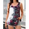 imageCHICGAL Womens Tank Tops Summer Sleeveless Blouse Crewneck Casual Loose Fit Tunic ShirtBlack Red Floral