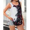 imageCHICGAL Womens Tank Tops Summer Sleeveless Blouse Crewneck Casual Loose Fit Tunic ShirtBlack Red Floral