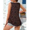 imageCHICGAL Womens Tank Tops Summer Sleeveless Blouse Crewneck Casual Loose Fit Tunic ShirtDark Orange Floral