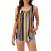 imageCHICGAL Womens Tank Tops Summer Sleeveless Blouse Crewneck Casual Loose Fit Tunic ShirtKhaki Stripe
