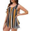 imageCHICGAL Womens Tank Tops Summer Sleeveless Blouse Crewneck Casual Loose Fit Tunic ShirtKhaki Stripe