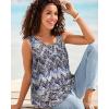 imageCHICGAL Womens Tank Tops Summer Sleeveless Blouse Crewneck Casual Loose Fit Tunic ShirtLight Brown Print