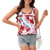 imageCHICGAL Womens Tank Tops Summer Sleeveless Blouse Crewneck Casual Loose Fit Tunic ShirtPink Red Flower