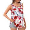 imageCHICGAL Womens Tank Tops Summer Sleeveless Blouse Crewneck Casual Loose Fit Tunic ShirtPink Red Flower