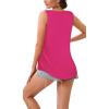 imageCHICGAL Womens Tank Tops Summer Sleeveless Blouse Crewneck Casual Loose Fit Tunic ShirtSolid Rose Red