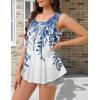 imageCHICGAL Womens Tank Tops Summer Sleeveless Blouse Crewneck Casual Loose Fit Tunic ShirtWhite Blue Leaves