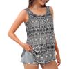 imageCHICGAL Womens Tank Tops Summer Sleeveless Blouse Crewneck Casual Loose Fit Tunic ShirtWhite Brown Print