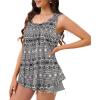 imageCHICGAL Womens Tank Tops Summer Sleeveless Blouse Crewneck Casual Loose Fit Tunic ShirtWhite Brown Print