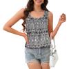 imageCHICGAL Womens Tank Tops Summer Sleeveless Blouse Crewneck Casual Loose Fit Tunic ShirtWhite Brown Print