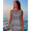 imageCHICGAL Womens Tank Tops Summer Sleeveless Blouse Crewneck Casual Loose Fit Tunic ShirtWhite Brown Print