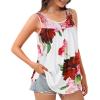 imageCHICGAL Womens Tank Tops Summer Sleeveless Blouse Crewneck Casual Loose Fit Tunic ShirtWhite Red Flower