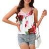 imageCHICGAL Womens Tank Tops Summer Sleeveless Blouse Crewneck Casual Loose Fit Tunic ShirtWhite Red Flower