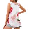 imageCHICGAL Womens Tank Tops Summer Sleeveless Blouse Crewneck Casual Loose Fit Tunic ShirtWhite Red Flower