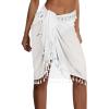 imageCHICGAL Women Beach Sarong Wraps with Tassels Swimsuit Coverup Summer Bathing Suit Cover Up Casual SwimwearWhite