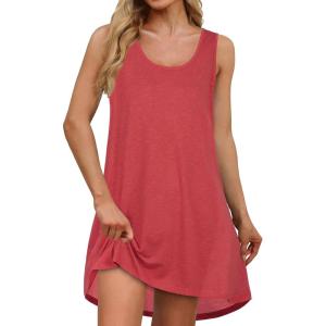 imageCHICGAL Beach Cover Ups for Women Summer Casual Sleeveless Tank Dresses Swimsuit CoverupA Coral Pink