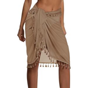 imageCHICGAL Women Beach Sarong Wraps with Tassels Swimsuit Coverup Summer Bathing Suit Cover Up Casual SwimwearKhaki
