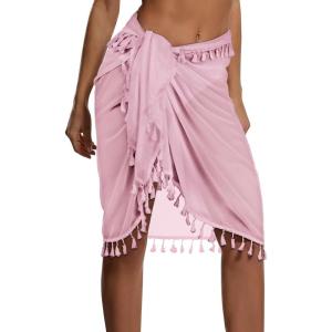 imageCHICGAL Women Beach Sarong Wraps with Tassels Swimsuit Coverup Summer Bathing Suit Cover Up Casual SwimwearPink