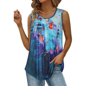 imageCHICGAL Womens Tank Tops Summer Sleeveless Blouse Crewneck Casual Loose Fit Tunic ShirtBlue Pruple