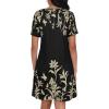imageCHICGAL Summer Dresses for Women V Neck Short Sleeve Casual Loose T Shirt Sundress Beach Cover Ups with PocketsBlack Floral