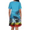 imageCHICGAL Summer Dresses for Women V Neck Short Sleeve Casual Loose T Shirt Sundress Beach Cover Ups with PocketsBlue Beach
