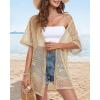 imageCHICGAL Women Swimsuit Coverup Crochet Beach Cover Up Short Sleeve Kimono Cardigans Causal Bikini Open Front OutfitsBeige