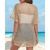 imageCHICGAL Women Swimsuit Coverup Crochet Beach Cover Up Short Sleeve Kimono Cardigans Causal Bikini Open Front OutfitsBeige