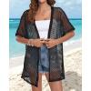 imageCHICGAL Women Swimsuit Coverup Crochet Beach Cover Up Short Sleeve Kimono Cardigans Causal Bikini Open Front OutfitsBlack