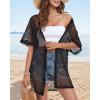 imageCHICGAL Women Swimsuit Coverup Crochet Beach Cover Up Short Sleeve Kimono Cardigans Causal Bikini Open Front OutfitsBlack
