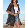 imageCHICGAL Women Swimsuit Coverup Crochet Beach Cover Up Short Sleeve Kimono Cardigans Causal Bikini Open Front OutfitsBlack