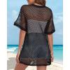 imageCHICGAL Women Swimsuit Coverup Crochet Beach Cover Up Short Sleeve Kimono Cardigans Causal Bikini Open Front OutfitsBlack