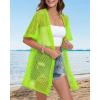 imageCHICGAL Women Swimsuit Coverup Crochet Beach Cover Up Short Sleeve Kimono Cardigans Causal Bikini Open Front OutfitsNeon Green