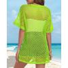imageCHICGAL Women Swimsuit Coverup Crochet Beach Cover Up Short Sleeve Kimono Cardigans Causal Bikini Open Front OutfitsNeon Green