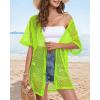 imageCHICGAL Women Swimsuit Coverup Crochet Beach Cover Up Short Sleeve Kimono Cardigans Causal Bikini Open Front OutfitsNeon Green