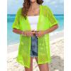 imageCHICGAL Women Swimsuit Coverup Crochet Beach Cover Up Short Sleeve Kimono Cardigans Causal Bikini Open Front OutfitsNeon Green