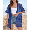imageCHICGAL Women Swimsuit Coverup Crochet Beach Cover Up Short Sleeve Kimono Cardigans Causal Bikini Open Front OutfitsRoyal Blue