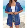 imageCHICGAL Women Swimsuit Coverup Crochet Beach Cover Up Short Sleeve Kimono Cardigans Causal Bikini Open Front OutfitsRoyal Blue