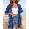 imageCHICGAL Women Swimsuit Coverup Crochet Beach Cover Up Short Sleeve Kimono Cardigans Causal Bikini Open Front OutfitsRoyal Blue