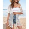 imageCHICGAL Women Swimsuit Coverup Crochet Beach Cover Up Short Sleeve Kimono Cardigans Causal Bikini Open Front OutfitsWhite
