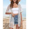 imageCHICGAL Women Swimsuit Coverup Crochet Beach Cover Up Short Sleeve Kimono Cardigans Causal Bikini Open Front OutfitsWhite
