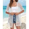 imageCHICGAL Women Swimsuit Coverup Crochet Beach Cover Up Short Sleeve Kimono Cardigans Causal Bikini Open Front OutfitsWhite