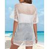 imageCHICGAL Women Swimsuit Coverup Crochet Beach Cover Up Short Sleeve Kimono Cardigans Causal Bikini Open Front OutfitsWhite