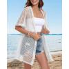 imageCHICGAL Women Swimsuit Coverup Crochet Beach Cover Up Short Sleeve Kimono Cardigans Causal Bikini Open Front OutfitsWhite