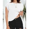 imageSummer Short Sleeve Crop Tops Womens Crewneck Roll Cap Sleeve T Shirts Loose Fit Basic TeesA White