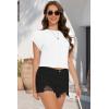 imageSummer Short Sleeve Crop Tops Womens Crewneck Roll Cap Sleeve T Shirts Loose Fit Basic TeesA White