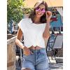 imageSummer Short Sleeve Crop Tops Womens Crewneck Roll Cap Sleeve T Shirts Loose Fit Basic TeesA White